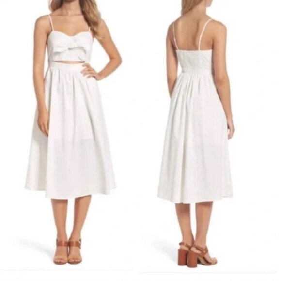 Bardot Revolve Ibiza Cutout Midi Dress In White Solid - Size US 4 - Picture 2 of 13